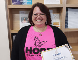 Nicole COABE Certificate Award